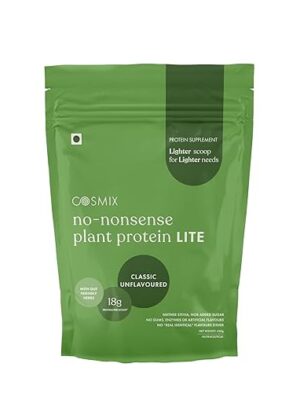 Cosmix No-Nonsense Plant Protein LITE For Beginners | 18g Protein/Serve, 450g Pouch | Unflavoured | Plant Based Protein, Pea & Rice Isolate | Clean, Easy to Digest | All Essential Amino Acids