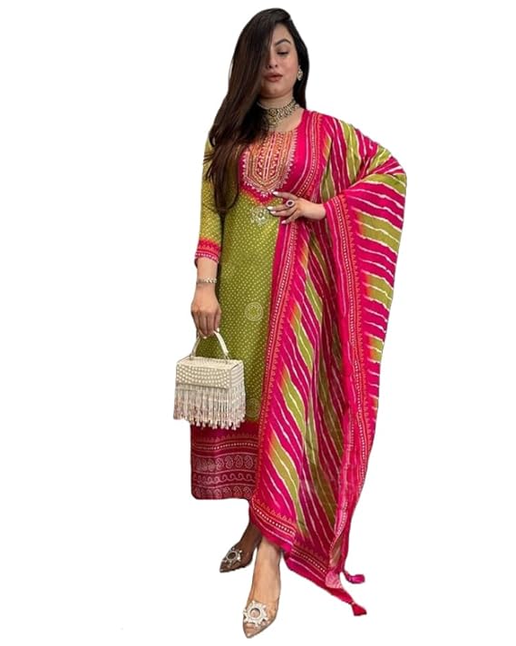 Women’s Viscose Straight Kurta Set with Pant & Dupatta