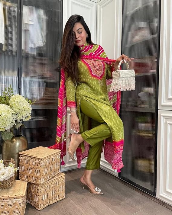 Women’s Viscose Straight Kurta Set with Pant & Dupatta - Image 2