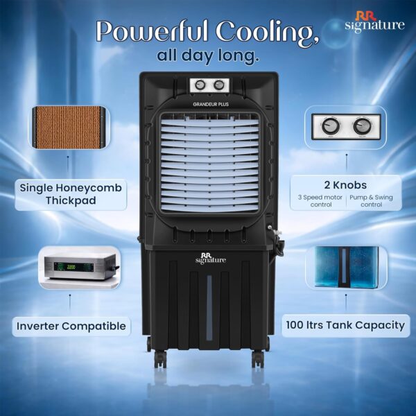 RR Signature GRANDEUR PLUS Desert Air Cooler 100 LTR 【Dark Grey】