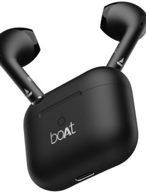 Boat Airdopes Joy, 35Hrs Battery, Fast Charge, IWP Tech, Low Latency, 2Mic ENx, Type-C Port, v5.3 Bluetooth Earbuds, TWS Ear Buds Wireless Earphones with mic(Jet Black)