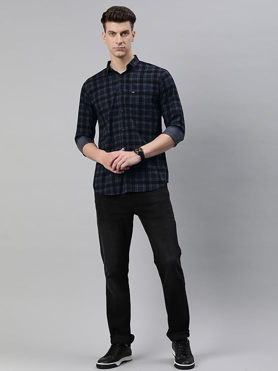 Imsa Moda Men's Textured Fabric Solid Half-Open Collar T-Shirt | Full Sleeve Casual Shirt for Men | Comfortable Fall Wear - Image 2