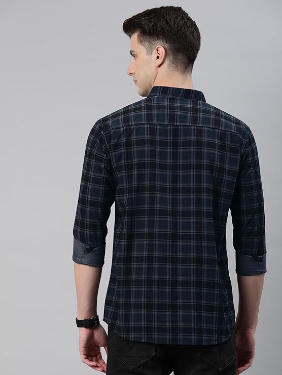 Imsa Moda Men's Textured Fabric Solid Half-Open Collar T-Shirt | Full Sleeve Casual Shirt for Men | Comfortable Fall Wear - Image 3