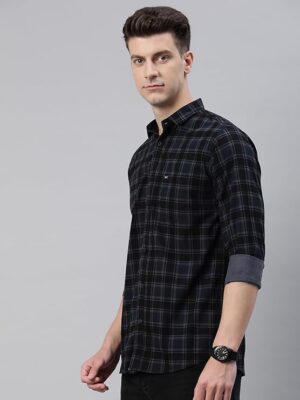 Imsa Moda Men's Textured Fabric Solid Half-Open Collar T-Shirt | Full Sleeve Casual Shirt for Men | Comfortable Fall Wear
