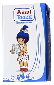 Amul Taaza Homogenised Toned Milk 1 L Carton