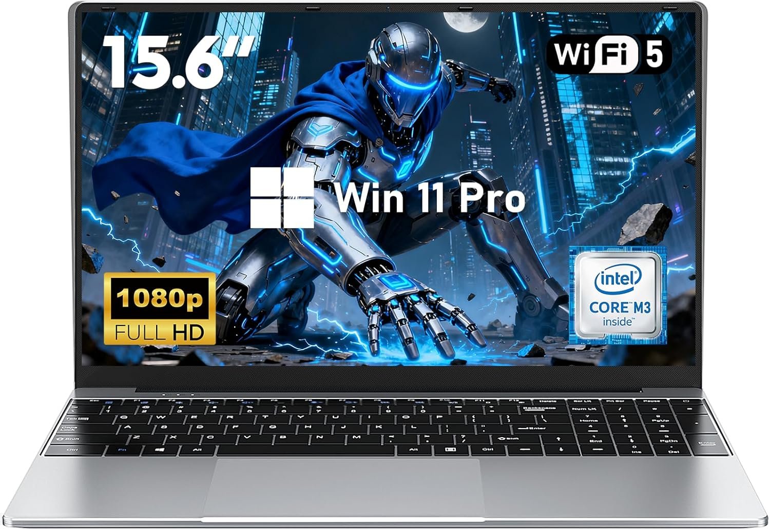 NIAKUN Laptop, Window 11 Pro Laptop Computer 2026, 15.6 Inch Lap Top, 16GB RAM 256GB SSD PC, M3-6Y30 Processor, FHD Display, WIFI5, BT4.2, Webcam, for Business, School, Work, Student, Kids, Gray