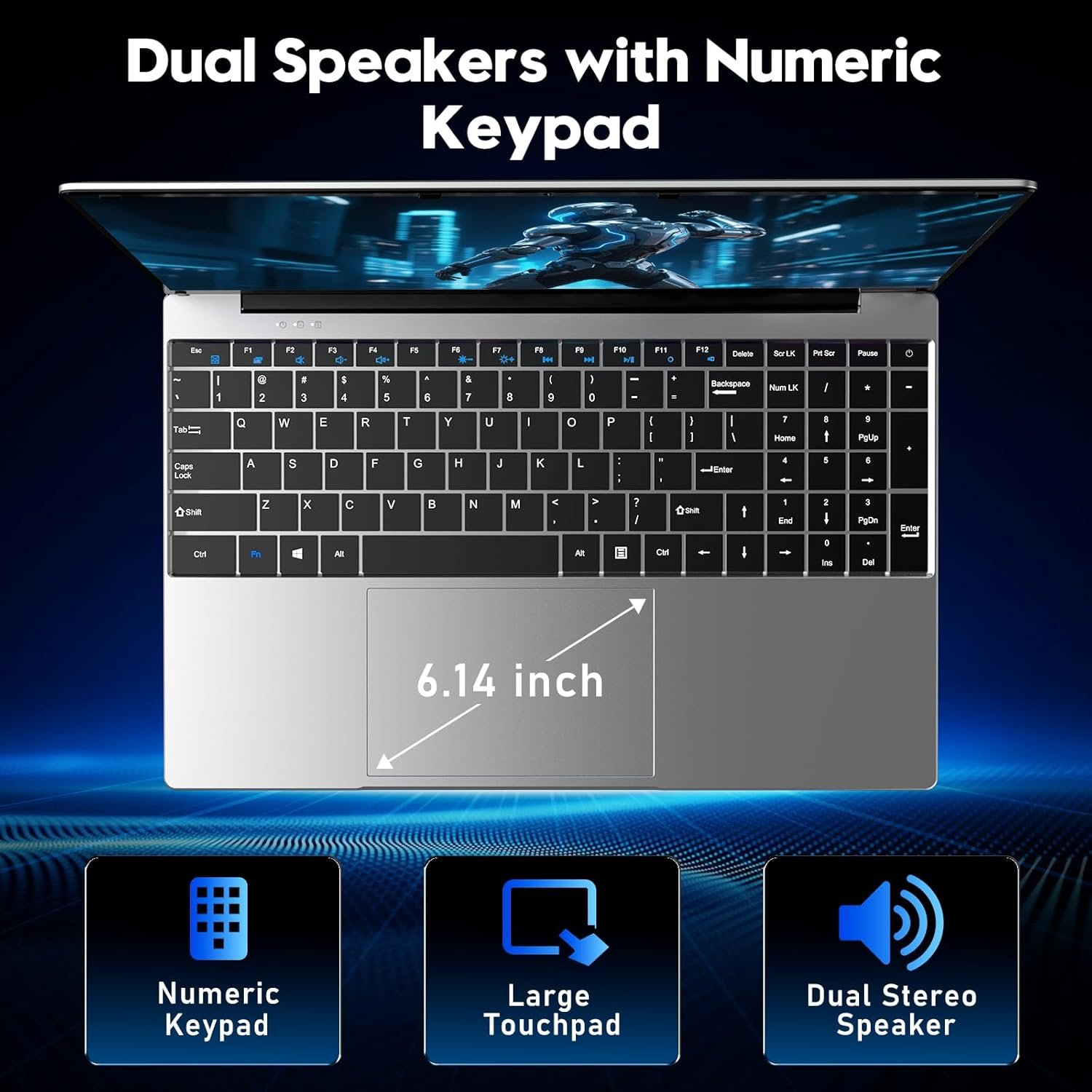 NIAKUN Laptop, Window 11 Pro Laptop Computer 2026, 15.6 Inch Lap Top, 16GB RAM 256GB SSD PC, M3-6Y30 Processor, FHD Display, WIFI5, BT4.2, Webcam, for Business, School, Work, Student, Kids, Gray - Image 3