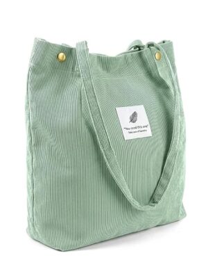 GSS Purse Women Corduroy Bag Canvas Shoulder Purse Reusable Shopping Bag Grocery Bag Large Capacity Handbag Girls Shoulder Bag