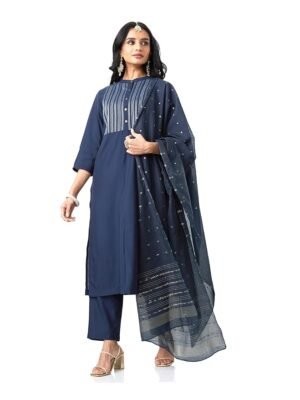 Myx Women's Embroidered Kurta Pant Set with Dupatta