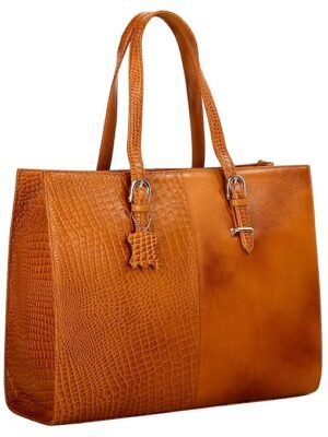 GSS Purse Leather Accessories Full-Grain Natural Cro Leather Ladies Handbags & Sling Shoulder Tote Bags for Women Laptop