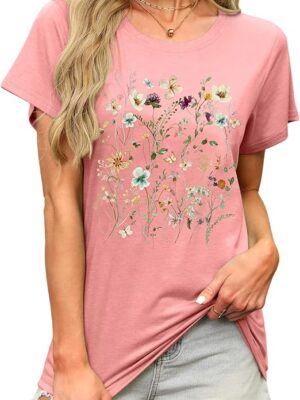 MAPICK Women's Floral Graphic Tees Short Sleeve Casual T-Shirts