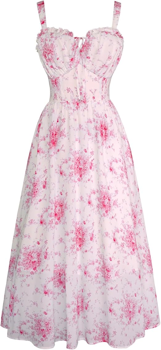 Scarlet Darkness Summer Dresses for Women 2026 Floral Corset Dress