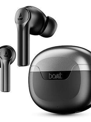 boAt Airdopes 300, Cinematic Spatial Audio, 50HRS Battery, 4Mic AI ENx, Fast Charge, App Support, Low Latency, IPX4, v5.3 Bluetooth Earbuds, TWS Ear Buds Wireless Earphones with mic (Gunmetal Black)