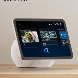 Amazon Echo Show 8, vibrant 8.7" HD display with Alexa+, spatial audio, new sleek design, smart home controls, 2x bass speaker, 13 MP camera, bluetooth, Glacier White