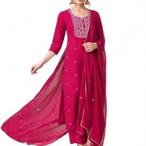 Visit the BANDRAGIRLS Store Womens Designer Zari Embroidered Kurta Pant Set with Gota Border Dupatta | Beautiful Three Pieces Traditional Ethnic Wear Suit for Ladies